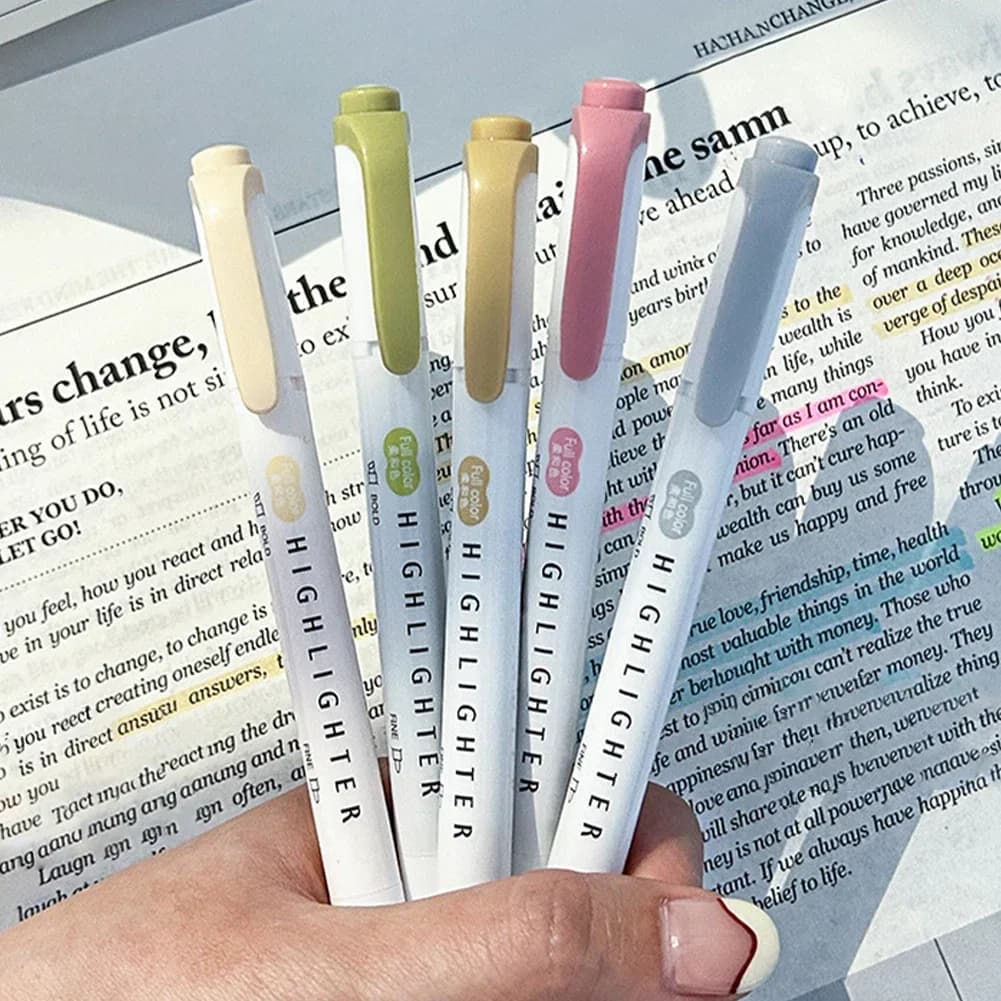 5 pezzi evidenziatori pastello colori doppia punta penna fluorescente con gancio pennarello colorato pennarelli carini per journaling cancelleria giapponese