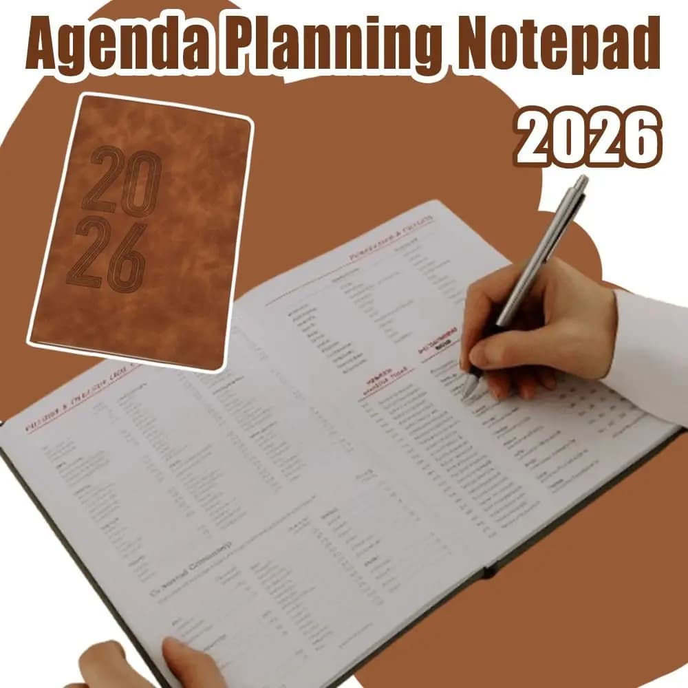 Agenda 2026 365 Giorni, Versione Inglese, Copertina in PU, Pianificatore Annuale per Ufficio, Blocco Note A5 per la Pianificazione