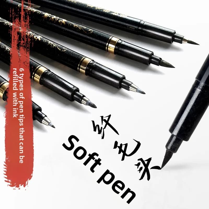 4PCS/SET Calligraphy Art Marker Pens Brush Pen Art Marker Craft Supplies Art Writing Office School Supplies Stationery Student