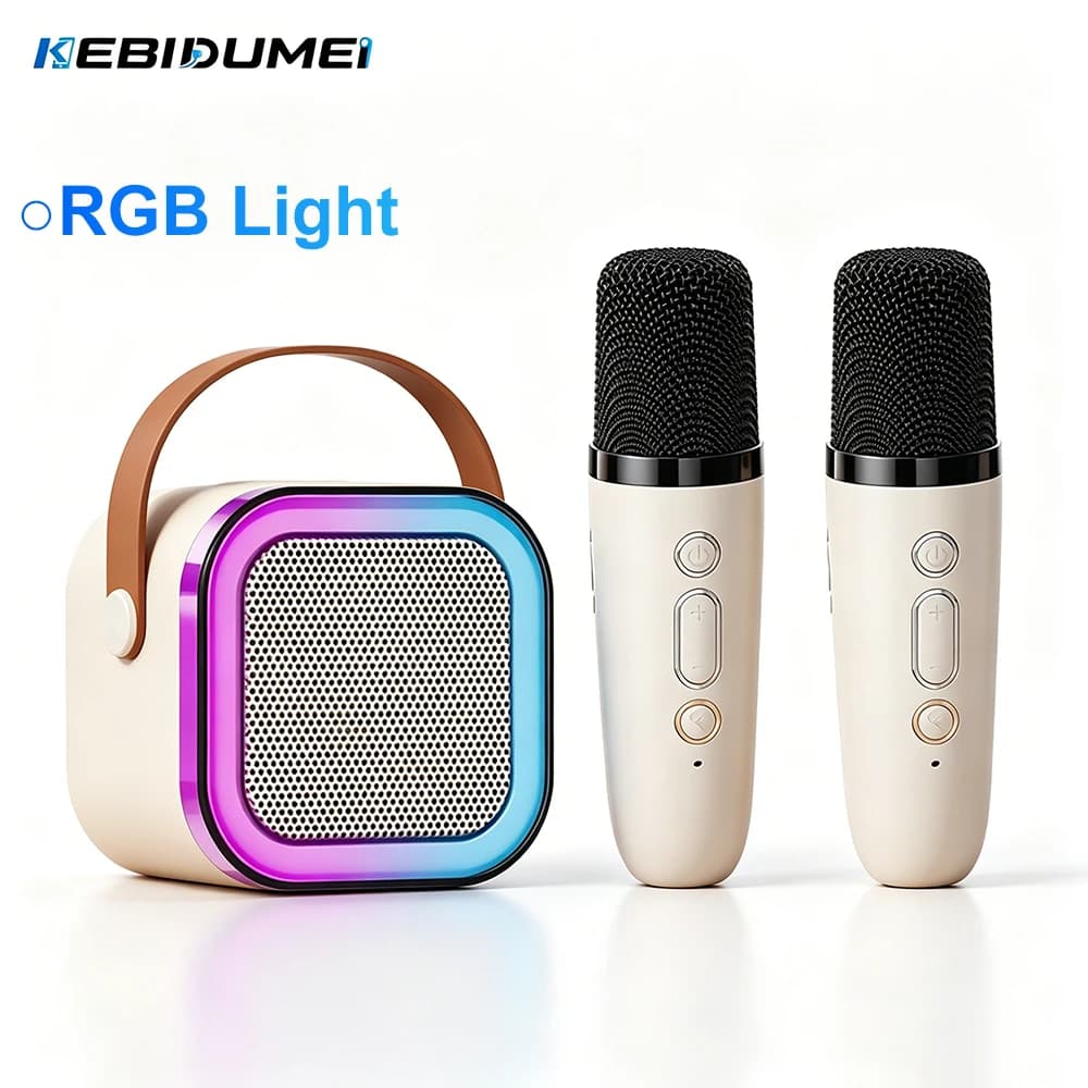 KEBIDUMIEI Altoparlante Bluetooth 5.3 RGB colorato con microfono per KTV Karaoke Microfoni wireless per feste di compleanno