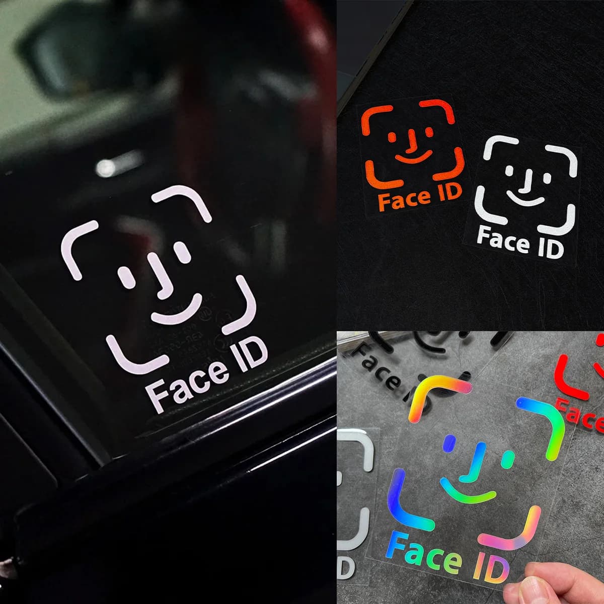 2PC Face ID Stickers for motorcycle Waterproof DIY Auto Body Window Rear Windshield Fuel tank Car Stickers Vinyl Decalcomanie