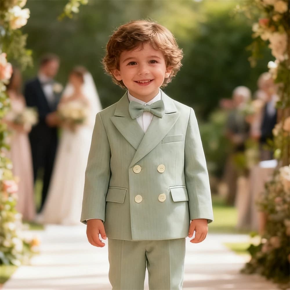 Completo da bambino in 3 pezzi da 2 a 14 anni, completo doppiopetto, giacca, pantaloni, papillon, compleanno, comunione, festa per bambini