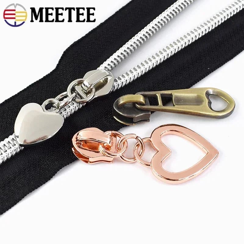 20Pcs 5# Zipper Puller Slider for Nylon Zips Pocket Closure Zippers Bag Replacement Zip Head Repair Kits DIY Sewing Accessories