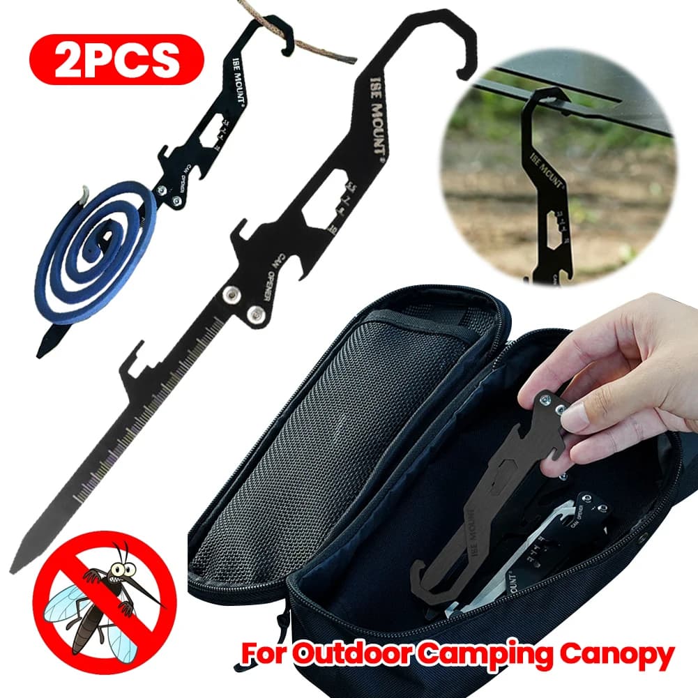 Folding Tent Stakes Multifunctional Outdoor Tent Nails Stainless Steel Tent Ground Stakes for Outdoor Camping Canopy
