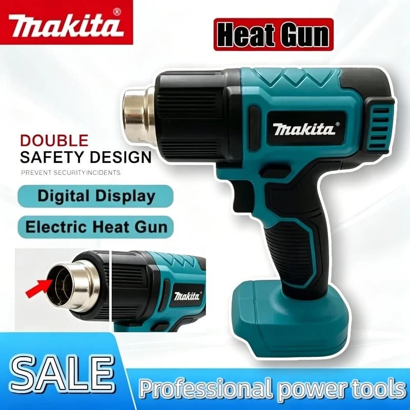 Pistola Termica Elettrica Industriale Portatile Makita, Pistola ad Aria Calda Senza Fili con Temperatura Regolabile, Compatibile con Batteria Makita 18V