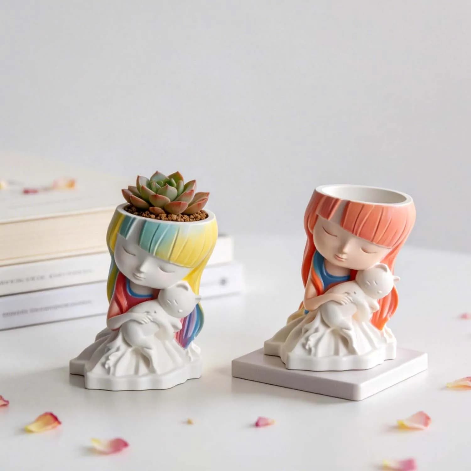 Stampo per vaso di fiori carino, antiaderente, a forma di vaso che abbraccia la pianta, stampo 3D in silicone morbido per resina, candele e sapone