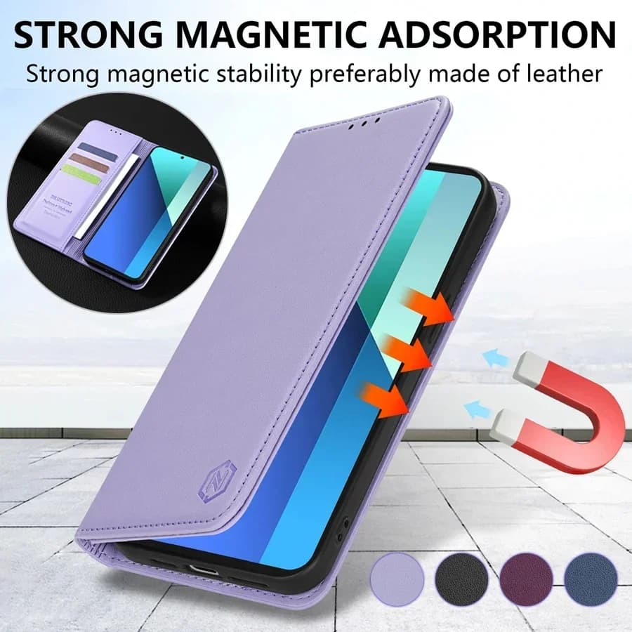 Portafoglio Pelle Amichevole Forte Slot Per Schede Magnetico Flip Custodia In Pelle Per Xiaomi Redmi Nota 13 Pro + 12 12S 11 11S 10 9 Pro 8T 7 Cover