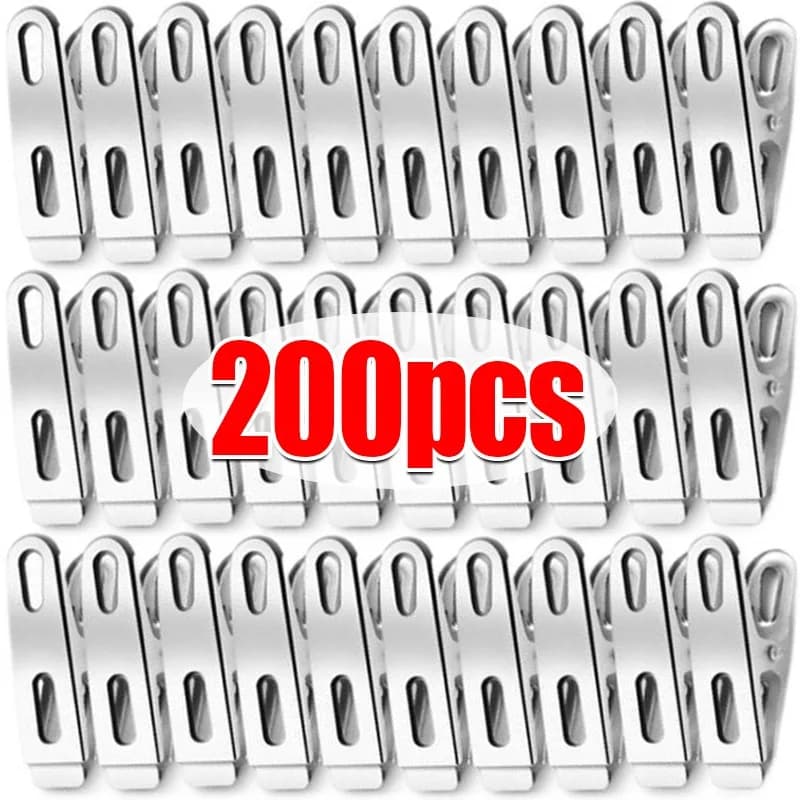 200/20PCS Stainless Steel Molds Mini Photos Home Cooking Clips Sealing Grips Clothing Shoe Clips Clamps