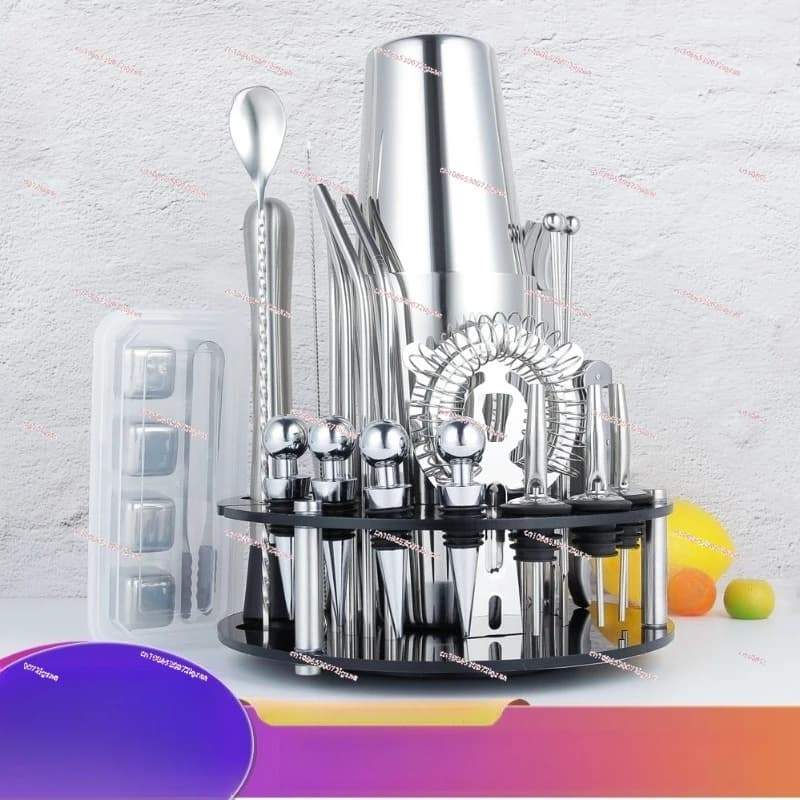 Set da barista per cocktail da 35 pezzi, bar con strumento per agitatore a rack, set da barista in acciaio inossidabile