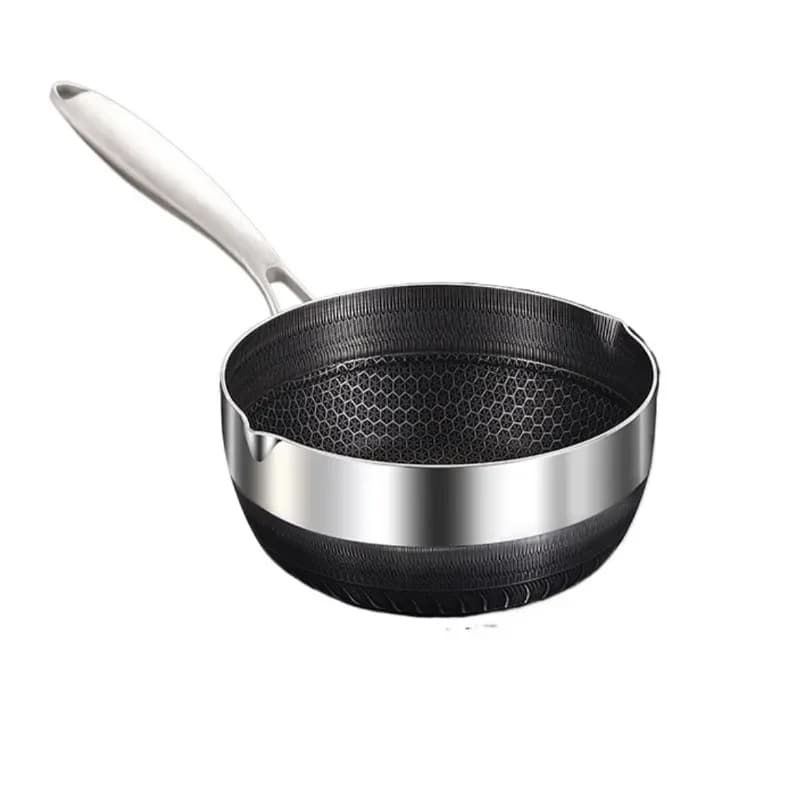 316L non-coated stainless steel baby food pan, ideal for frying, cooking and boiling on induction hob and gas cooker