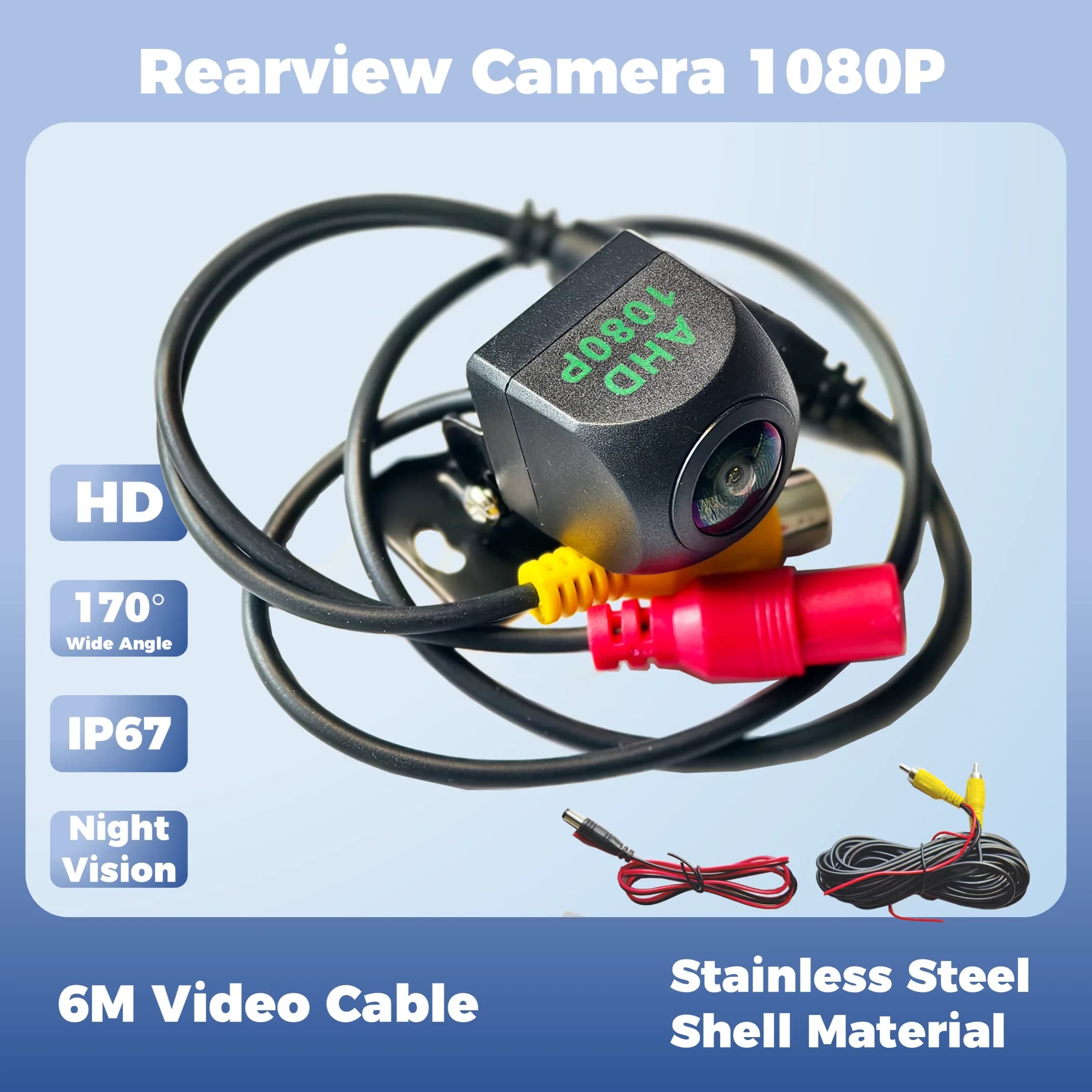 Telecamera posteriore per auto AHD 1920*1080P - Visione notturna Full HD, 170 ° Obiettivo Fisheye, telecamera per retromarcia per veicoli
