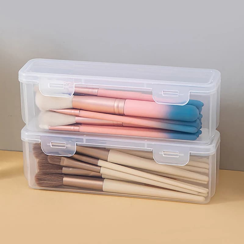 1pc portatile borsa per cosmetici da donna organizzatore di immagazzinaggio pennello per trucco trasparente con coperchio organizzatore scatole per matite per sopracciglia strumenti