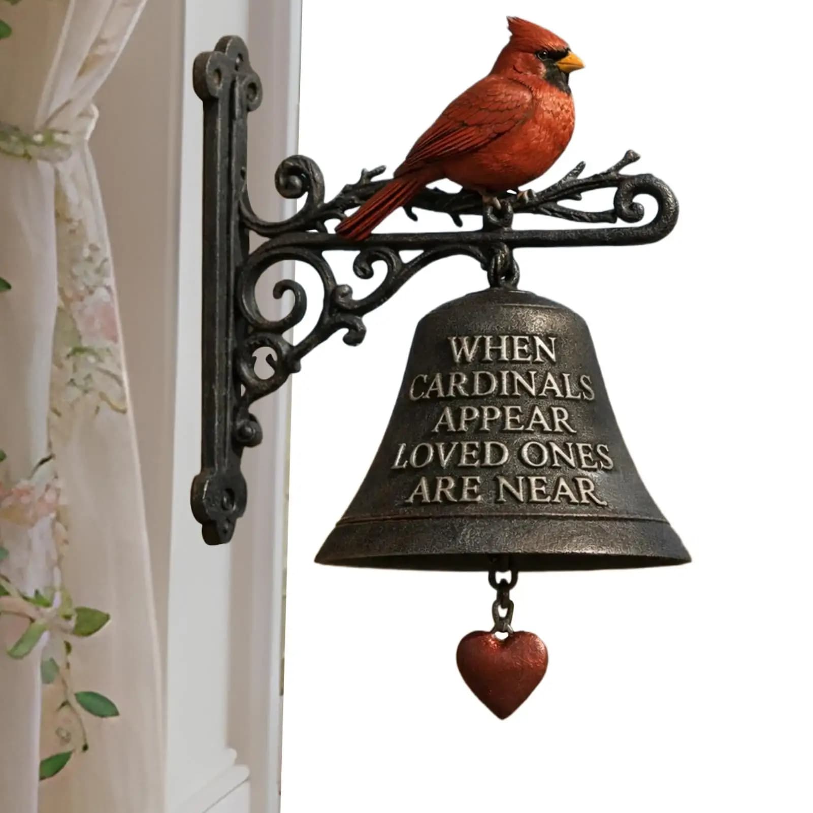 Door Bell Wind Chimes Red Bird Iron Broom Door Hanger Hanging Decorations Retro Door Chime Funny Wall Hanging Bird Bell