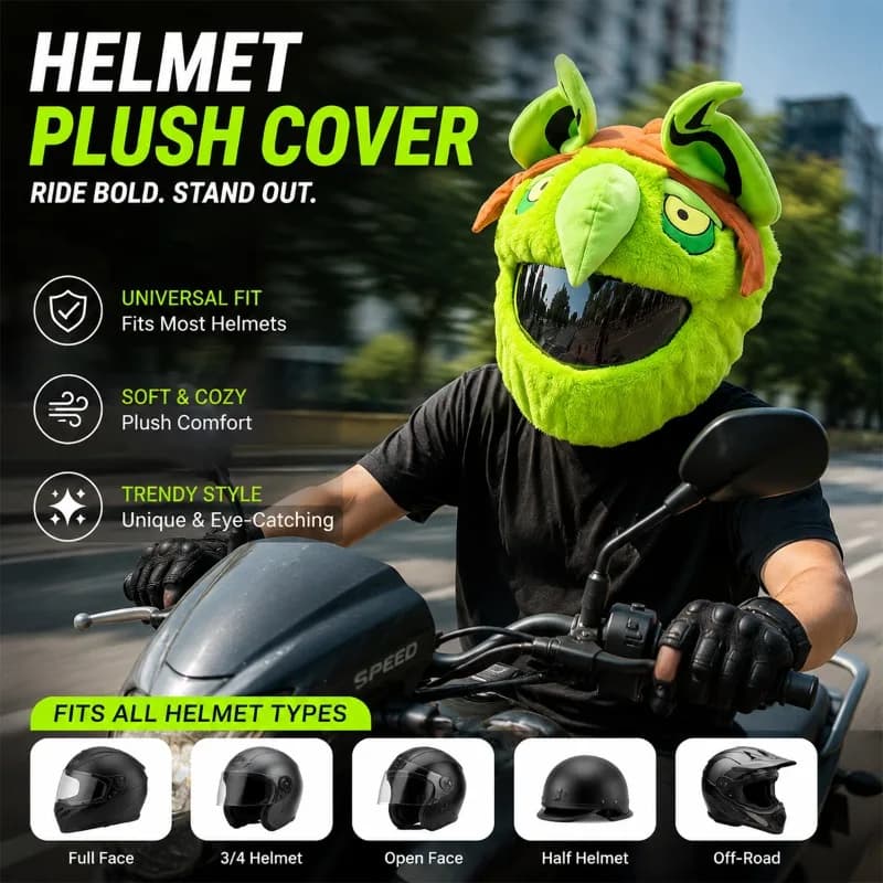 Copri Casco Moto in Peluche, Protezione Antipolvere, Copri Casco Divertente, Copri Casco Personalizzato, Accessorio Moto