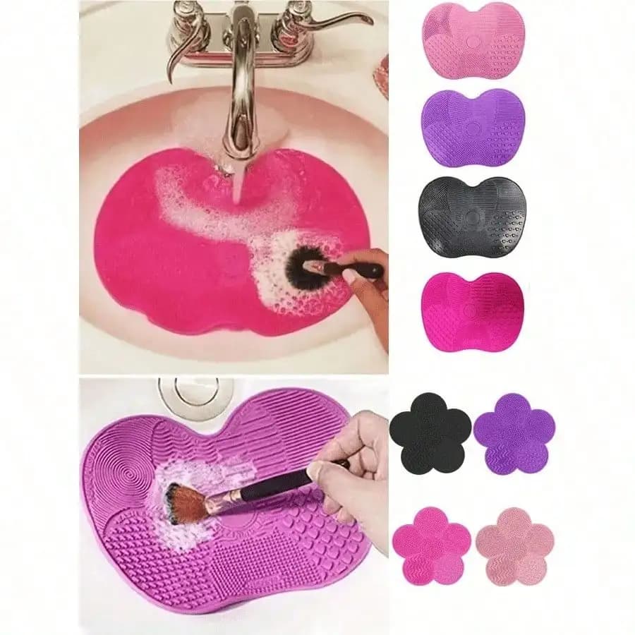 1 pz. Spugna in silicone per la pulizia di pennelli da trucco con ventosa, strumento di bellezza per la pulizia di pennelli e applicatori.