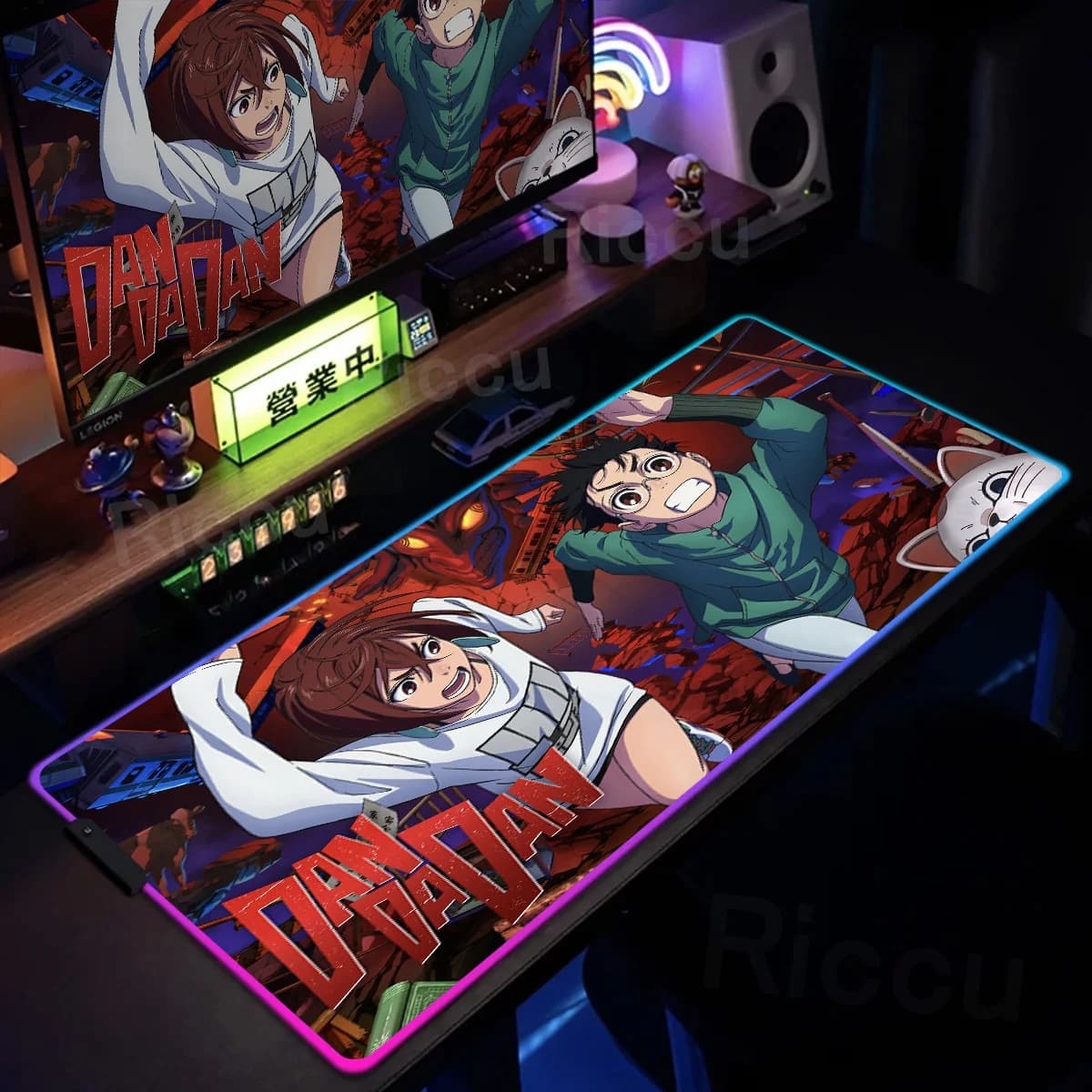 Gaming RGB Mousepad XXL Anime Dandadan Tappeto per tastiera LED incandescente Desktop Zerbino Ayase Momo Takakura Ken Seiko Lock Edge Mouse Pad
