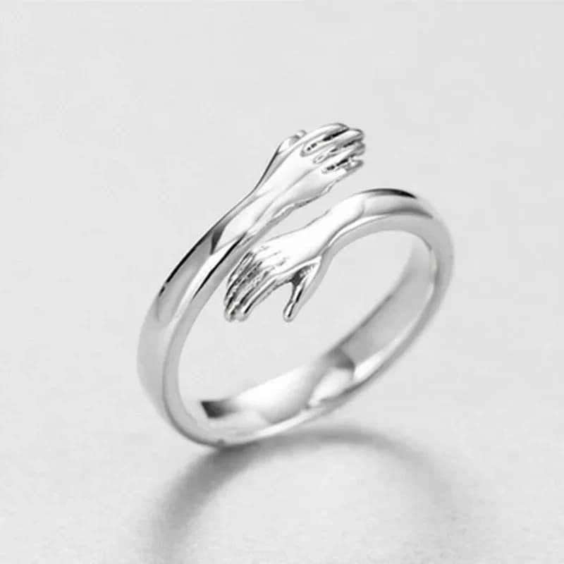 Romantic Love Hug Hand Rings Creative Love Forever Open Finger Rings anello di gioielli squisito regolabile per le donne regalo di festa