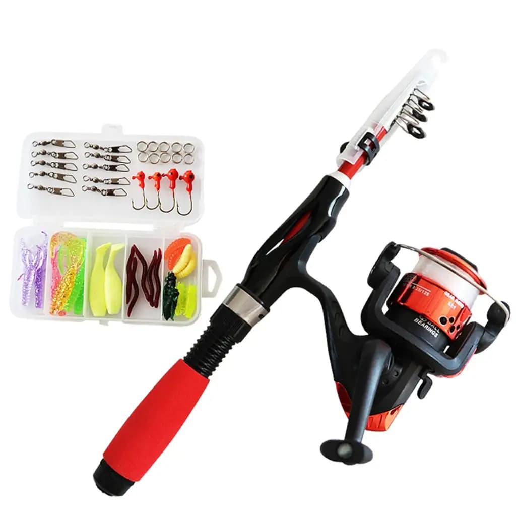 Portable Fishing Pole Children Fishing Rod Reel Youth Line Gear