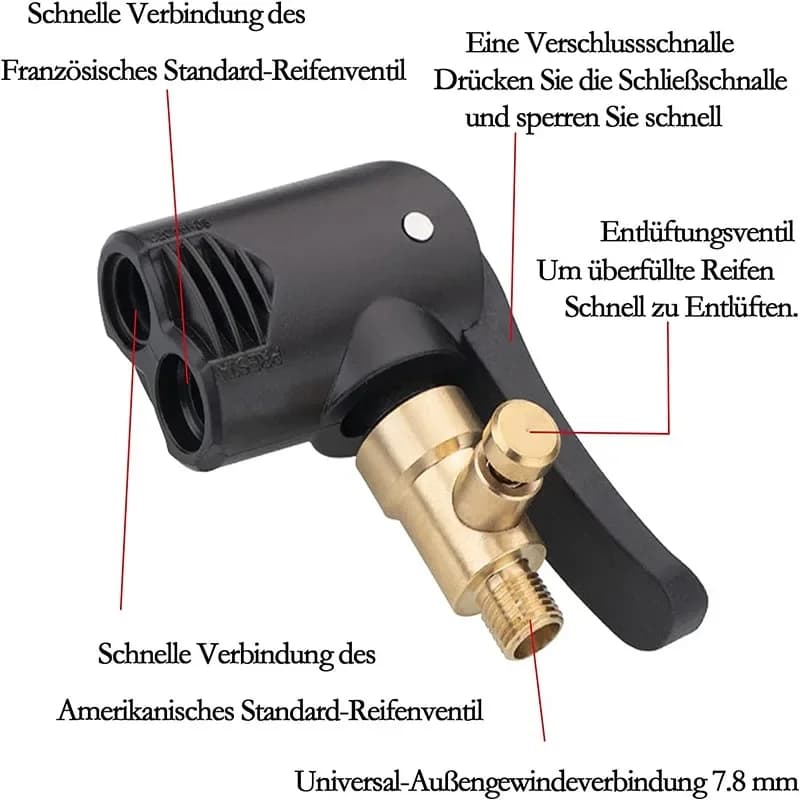 Ugello dell'aria per auto Pompe gonfiabili in ottone Pneumatico dell'aria Mandrino dell'aria Adattatore del connettore della valvola della pompa Parte della valvola della ruota del pneumatico per bicicletta