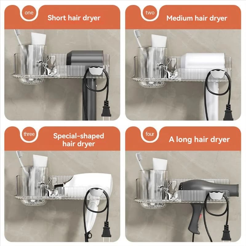 Elegant plastic hair dryer, without punching and wall, ideal for storing the bathroom and WC-A27R