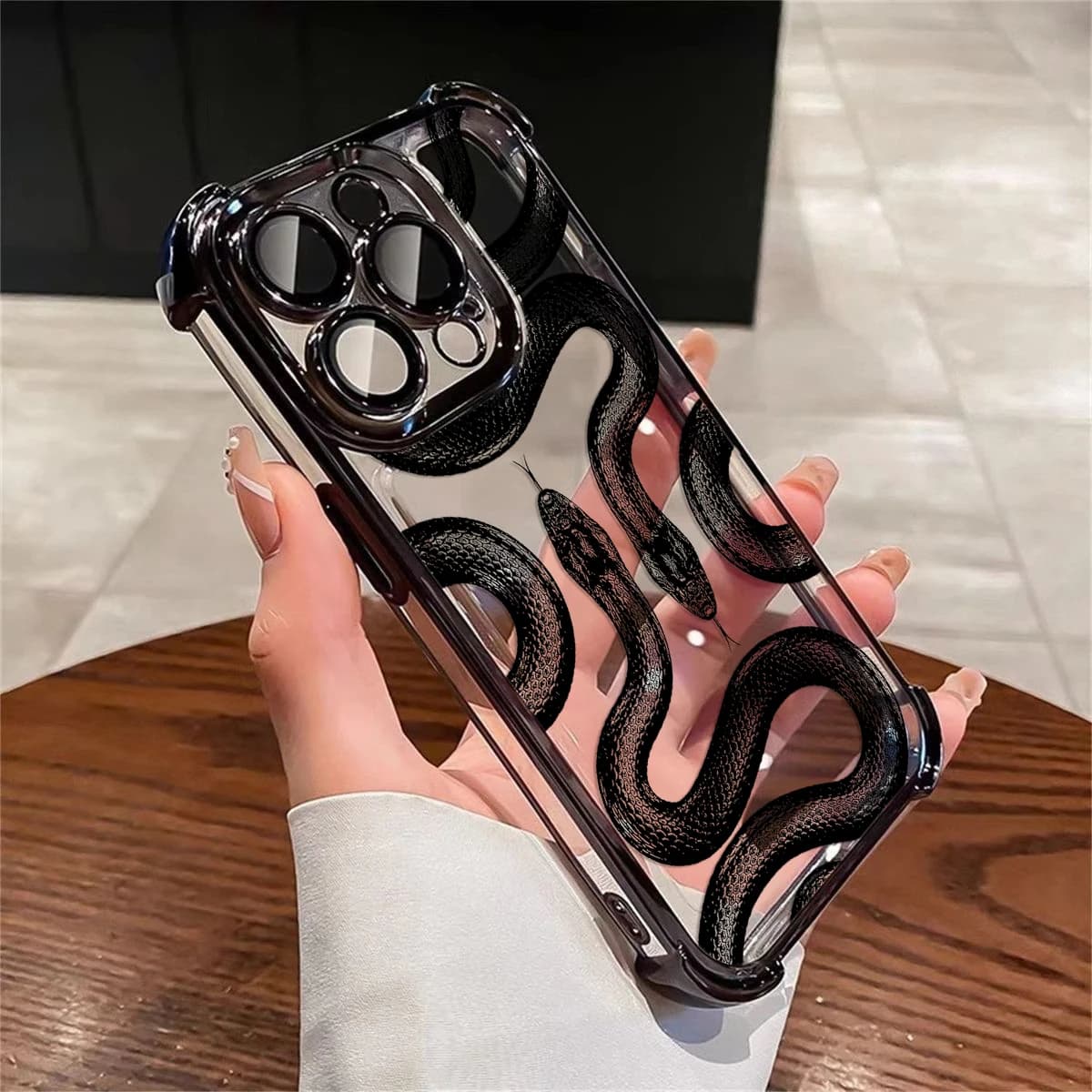 Phone Case with Black Snake Skull Fashion for iPhone 16 15 14 13 12 11 Pro Max XR XSMax 7 8 Plus Shock-Free Armour Cover