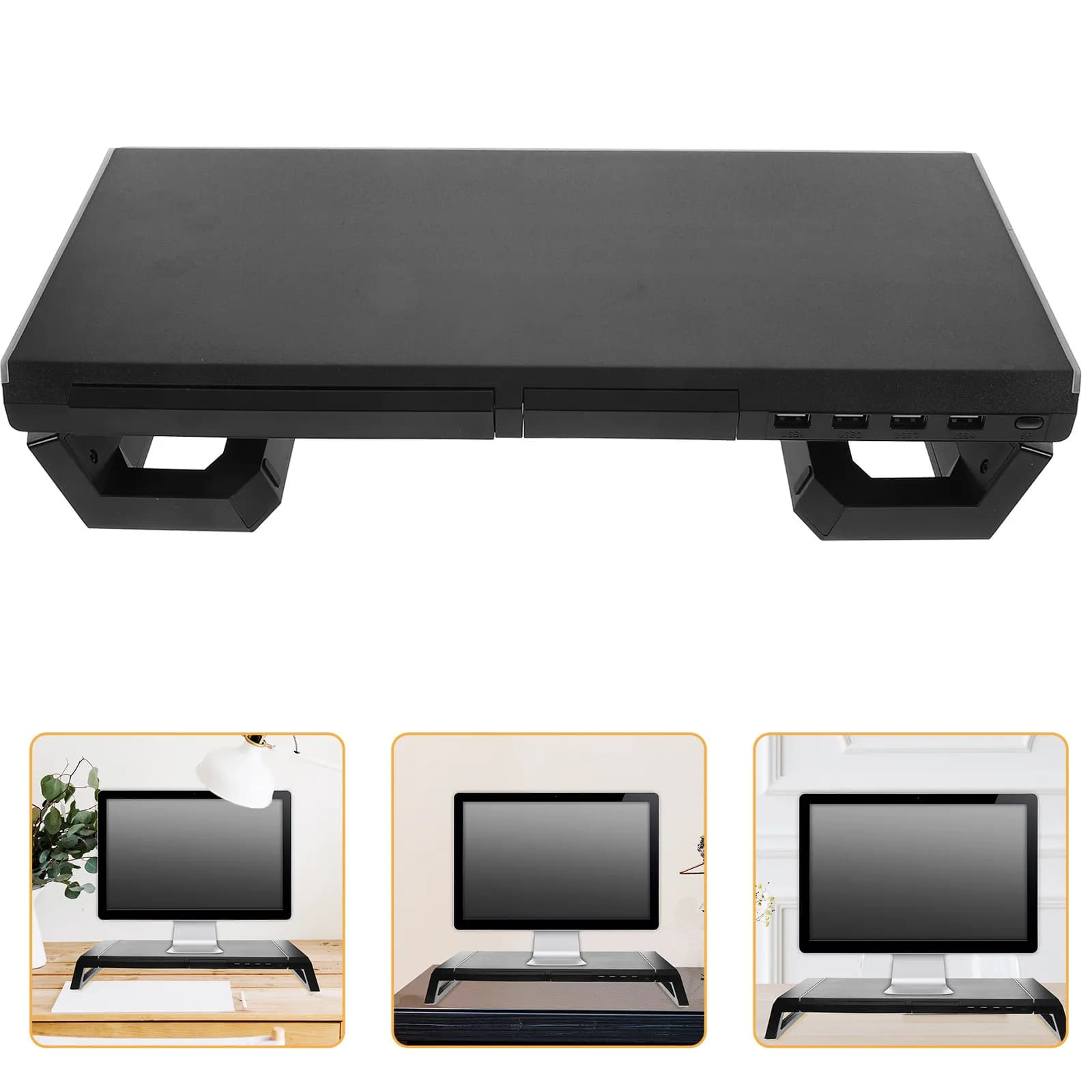 Monitor Stand Riser Laptop Elevator Desktop Computer Screen Holder with Rgb Light USB Charging Port Perfect Height for Ergonomic