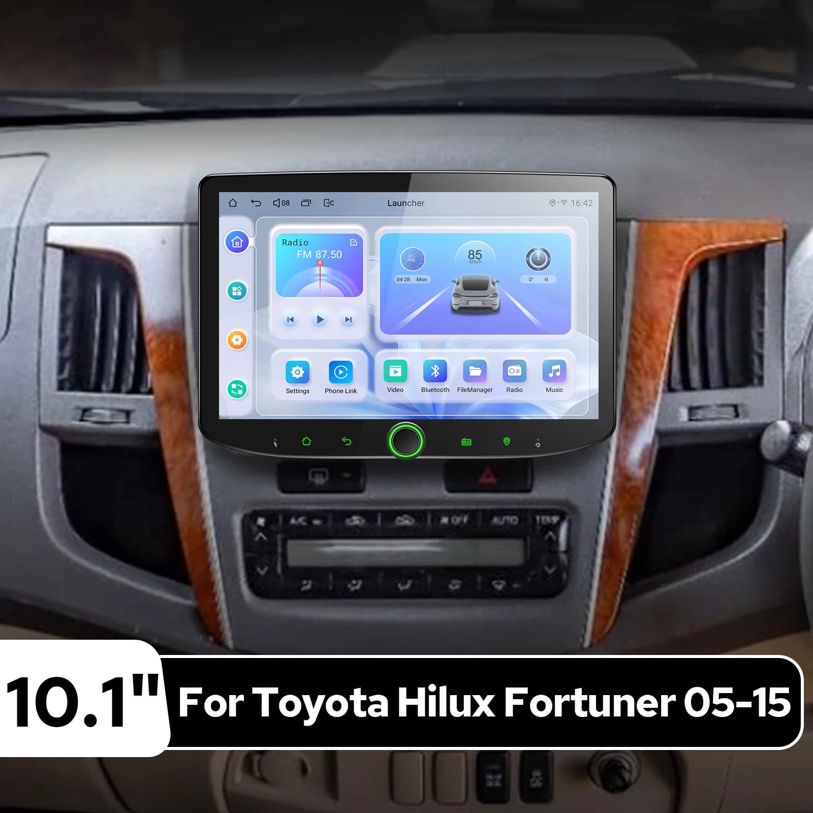 Autoradio Android da 10.1 Pollici per Toyota Hilux Fortuner 2005-2015 con CarPlay e Android Auto Wireless, Stereo Plug and Play con Controllo Volume