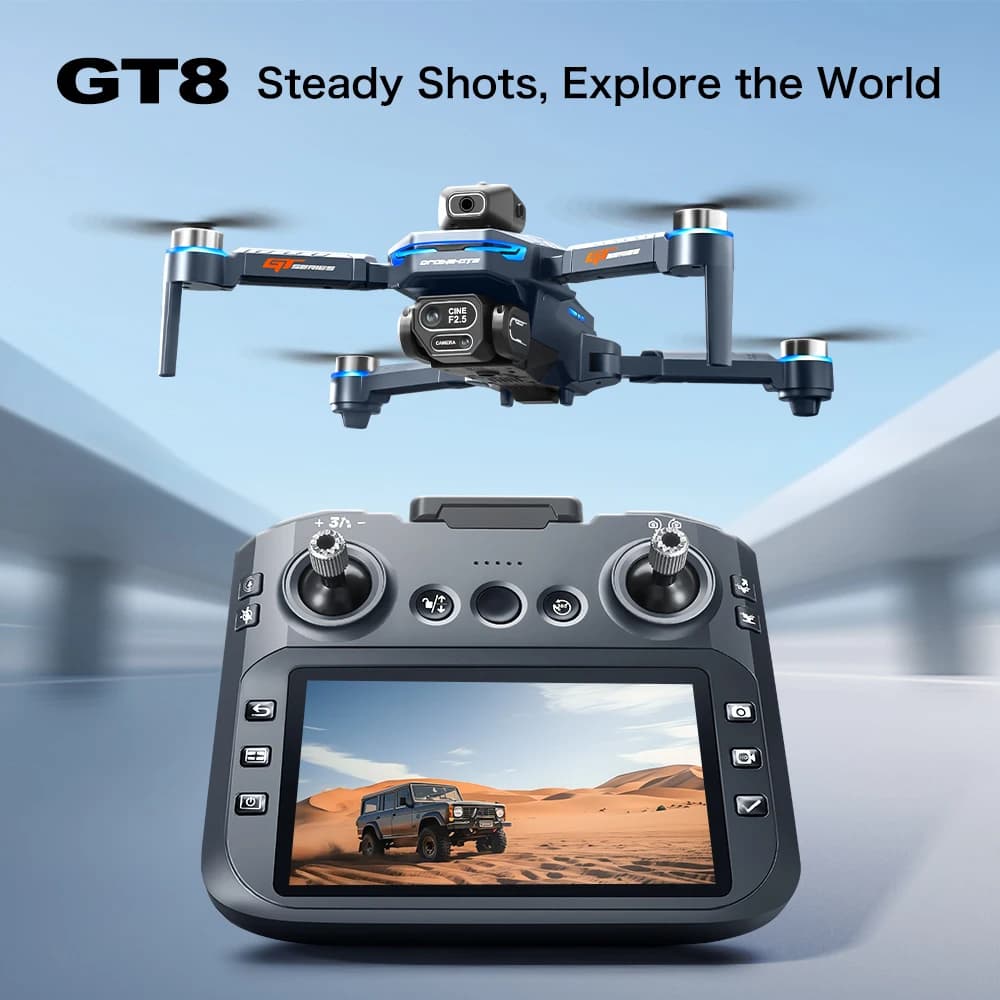 Drone aereo per evitare ostacoli GT8 – Quadricottero brushless HD con telecomando a grande schermo