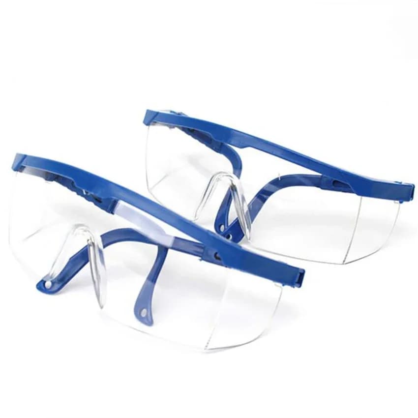 Occhiali protettivi con montatura blu con gambe telescopiche, occhiali di sicurezza, occhiali protettivi antivento antiappannamento per sport all'aria aperta