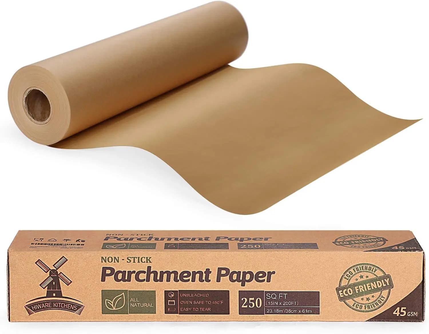 Roll of paper Oven Not whitened 15x200ft, 250 Piedi Quadrati per Cottura, Cucina, Grigliate, Friggitrice Aria