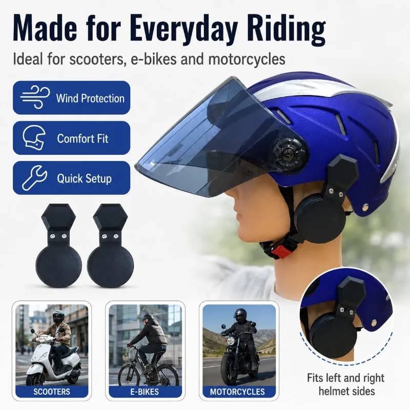 Copri-orecchie a clip per casco per protezione dal vento – Comodi e morbidi cuscinetti per scooter, e-bike, motociclisti