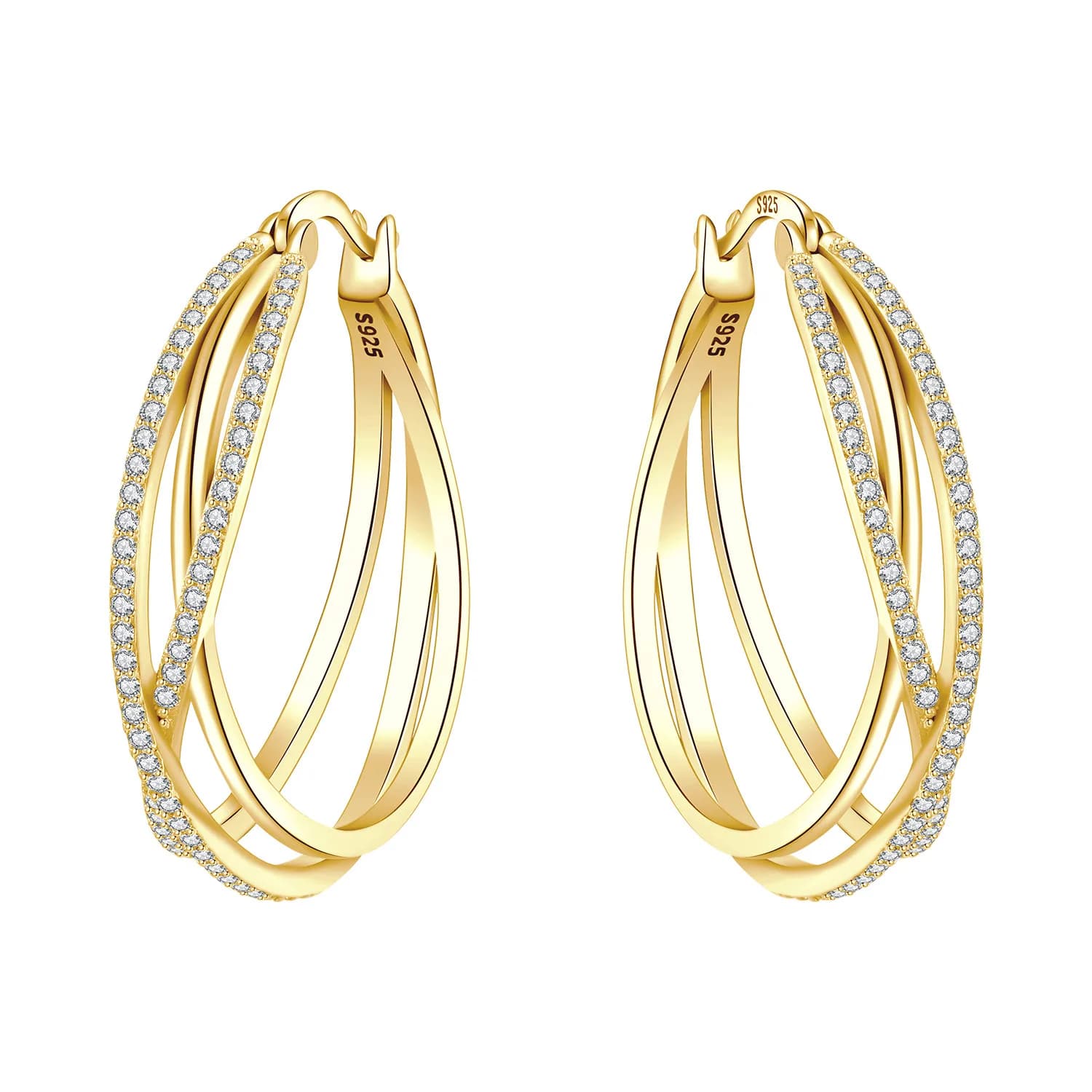 Cycuff Original 925 Sterling Silver Curved Braided Large Earrings Women Hoop Earring Anniversary Jewelry Trendy Gifts