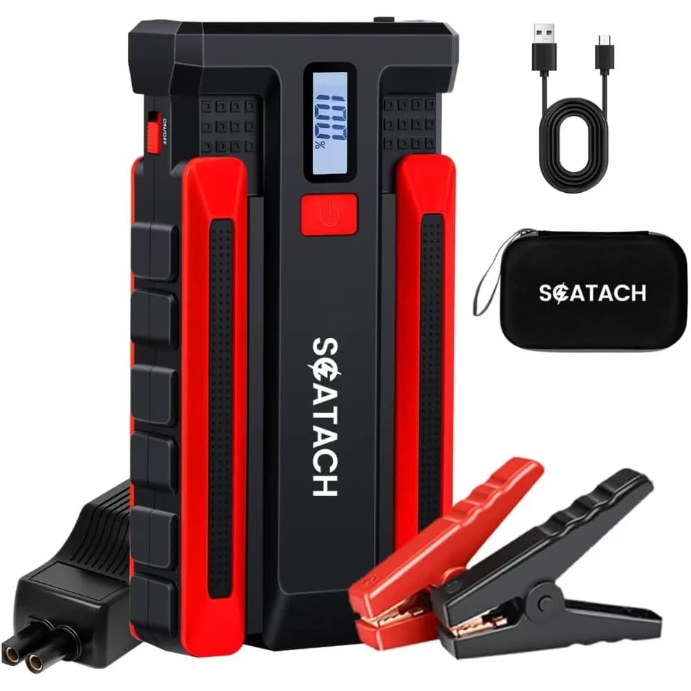 Avviatore di emergenza per batteria per auto Scatach 002 4000A, pacco batteria di avviamento di emergenza da 12 V (fino a benzina da 10,0 litri e motori diesel da 8,0 litri), portatile