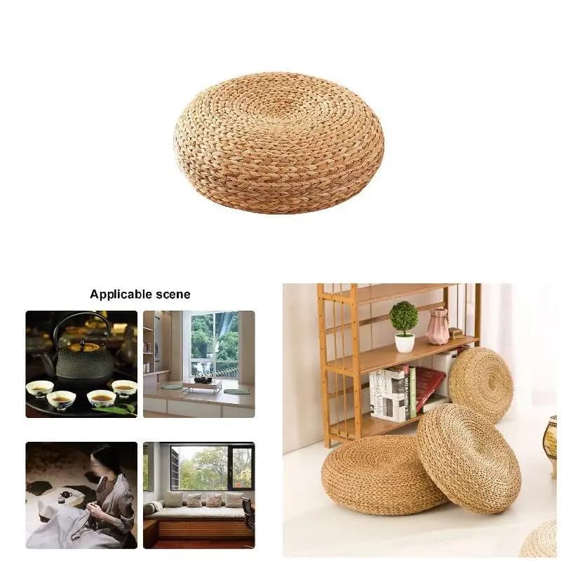 Weaved Meditation Cushion Japanese Yoga Circle Mat Cushion For Tea House