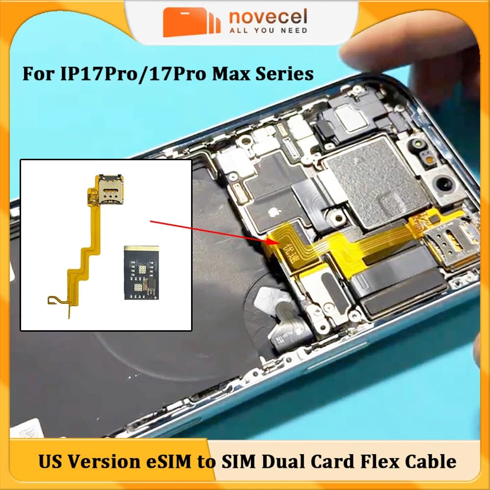 Cavo flessibile di ricambio da eSIM a SIM per iPhone 17 Pro e 17 Pro Max (versione USA) con strumenti di riparazione IC Super Snow MEP integrati