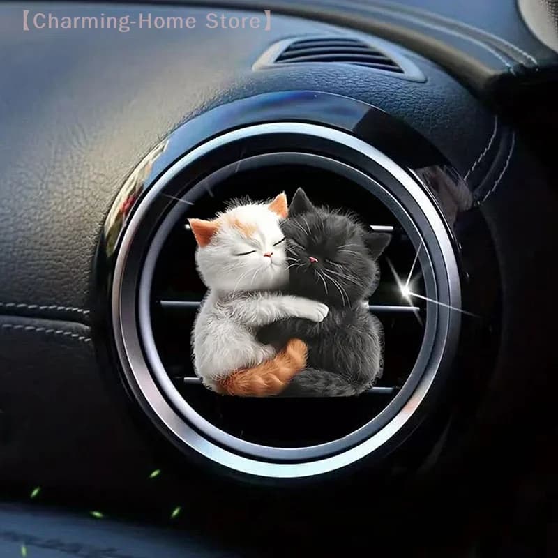 2Set Cute Cooking Cat Perfume Diffuser Auto Deodorant Clip Car Air Conditioning Vent Interior Decoration Auto Aromatherapy Clip