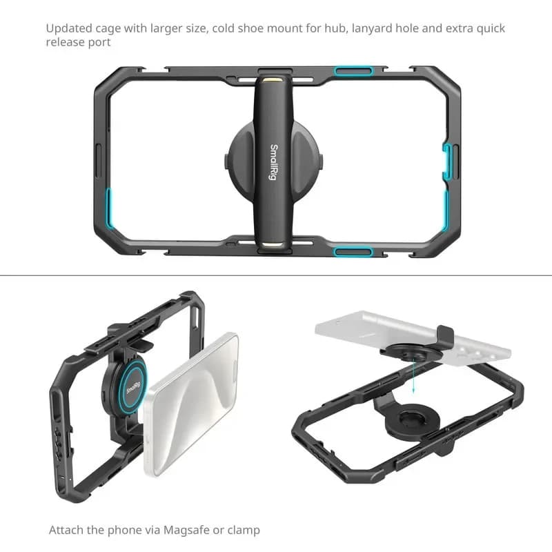 For Smallrig 4704 All-in-One Aluminum Alloy Smartphone Video Cage with Quick Release Side Handle for Creators Video KitGOOD