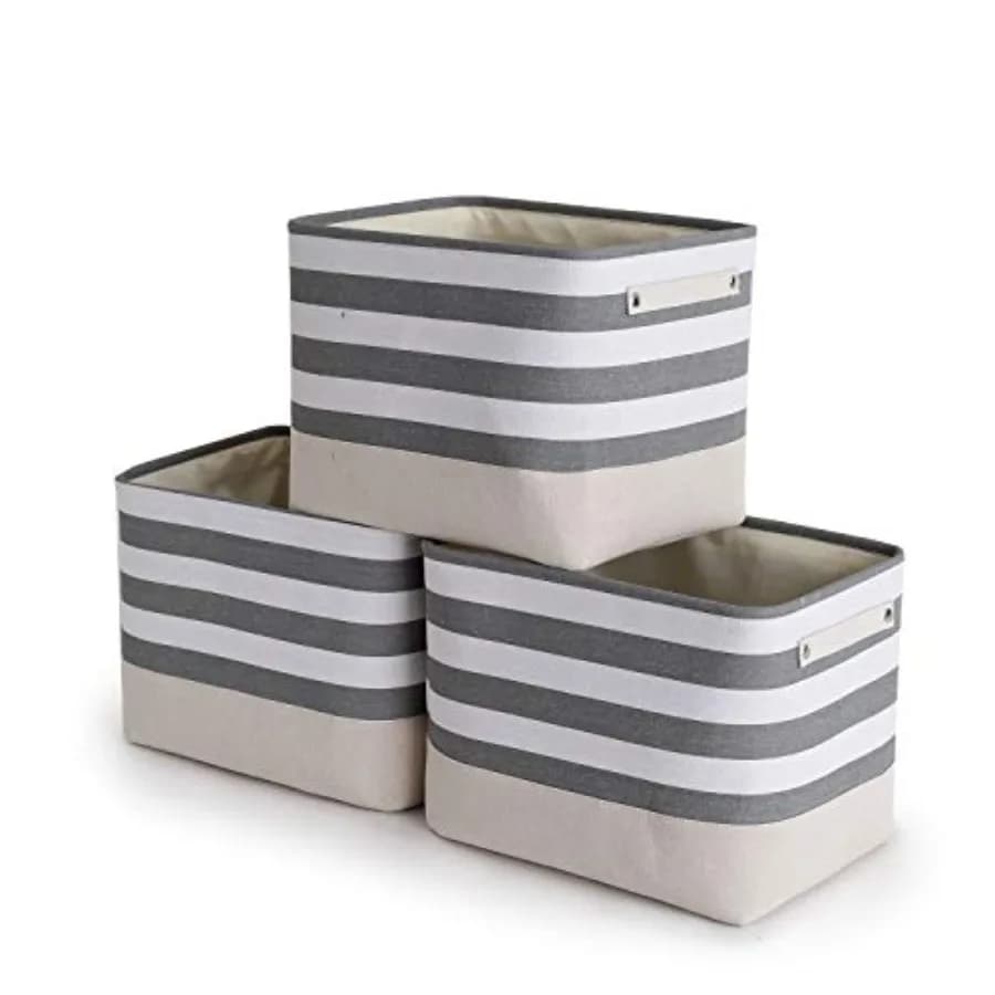 Contenitori Cubo Extra Large per Scaffali, Armadi, Camerette, Giocattoli, Set da 3, 16×12×12 Pollici, Cesti Portaoggetti Pieghevoli in Tessuto Resistente con Coperchio