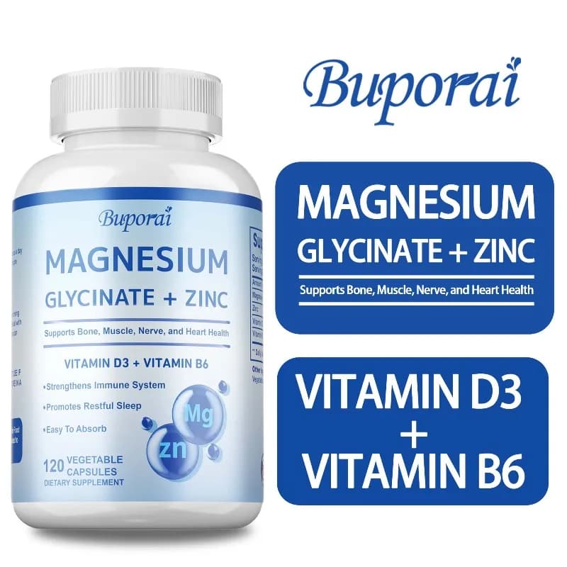 Integratore di Glicinato di Magnesio + Zinco - Migliora l'umore, riduce i crampi alle gambe, promuove la salute di ossa, articolazioni, cervello e sistema immunitario