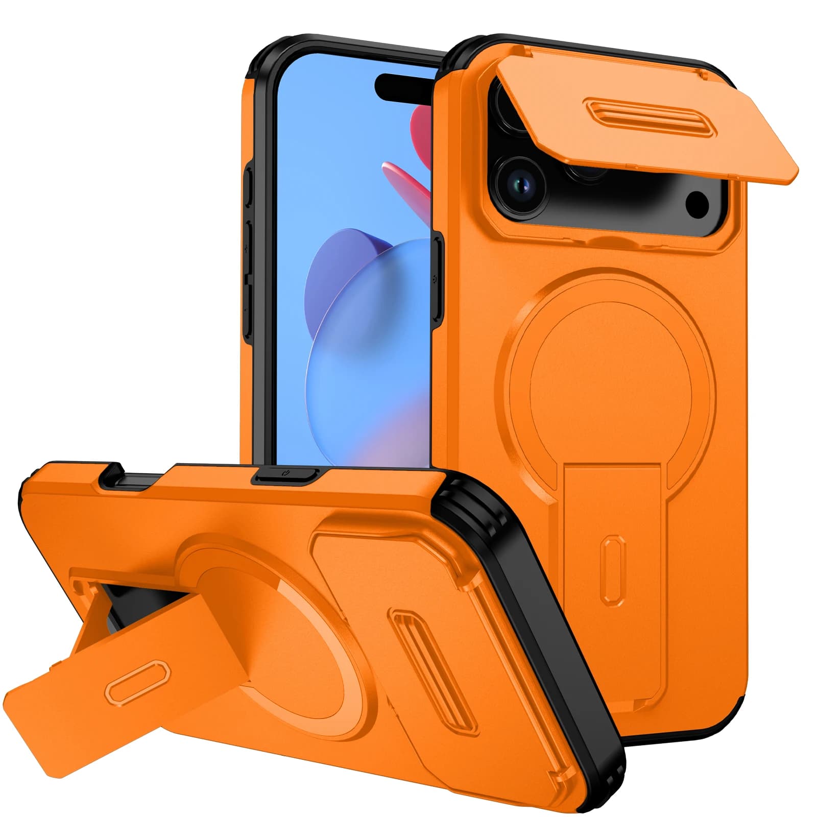 Custodia Armor con Supporto MagSafe per iPhone 17 Pro Max, 17e, 16e, 16, 15, 14, 13, 11, 12 mini Pro, Cover Magnetica per Ricarica Wireless