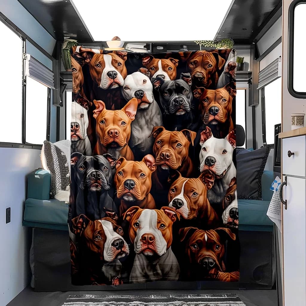 Printed Pitbull Fleece Blanket Dog Lover Gift Soft Warm Flannel Throw Blankets for Bed Sofa Living Room Home Decor
