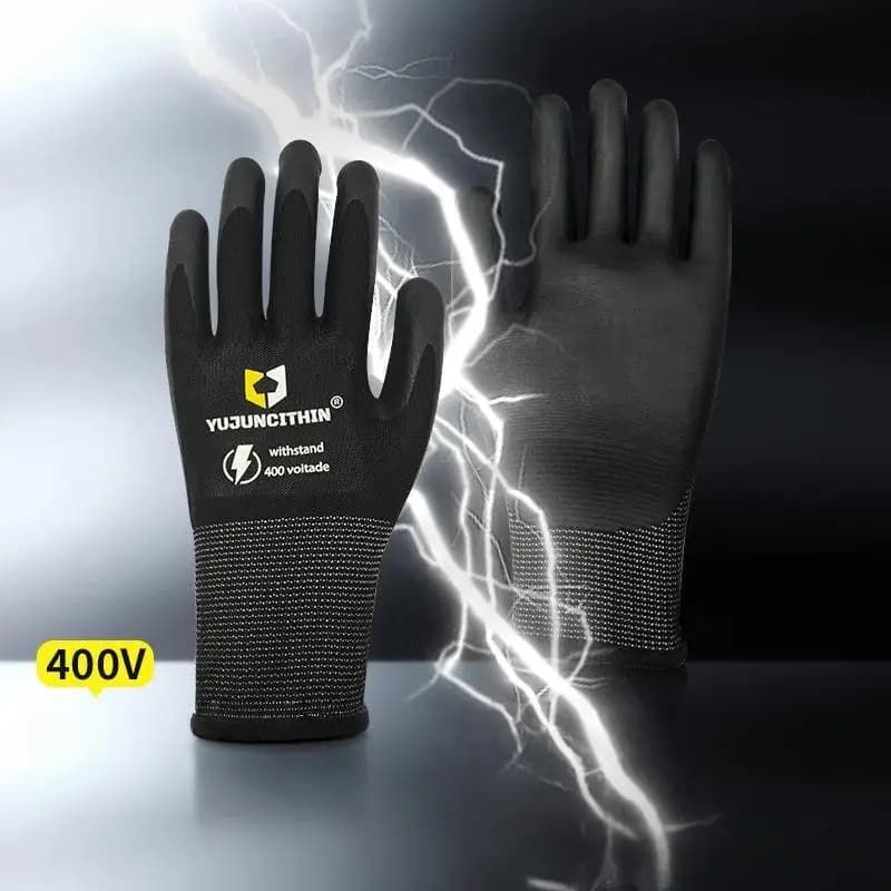 1 Paio di Guanti di Sicurezza Ultra-Sottili per Elettricisti 400/500V, Guanti Isolanti in Nitrile Anti-Shock Elettrico per Riparazioni Elettriche