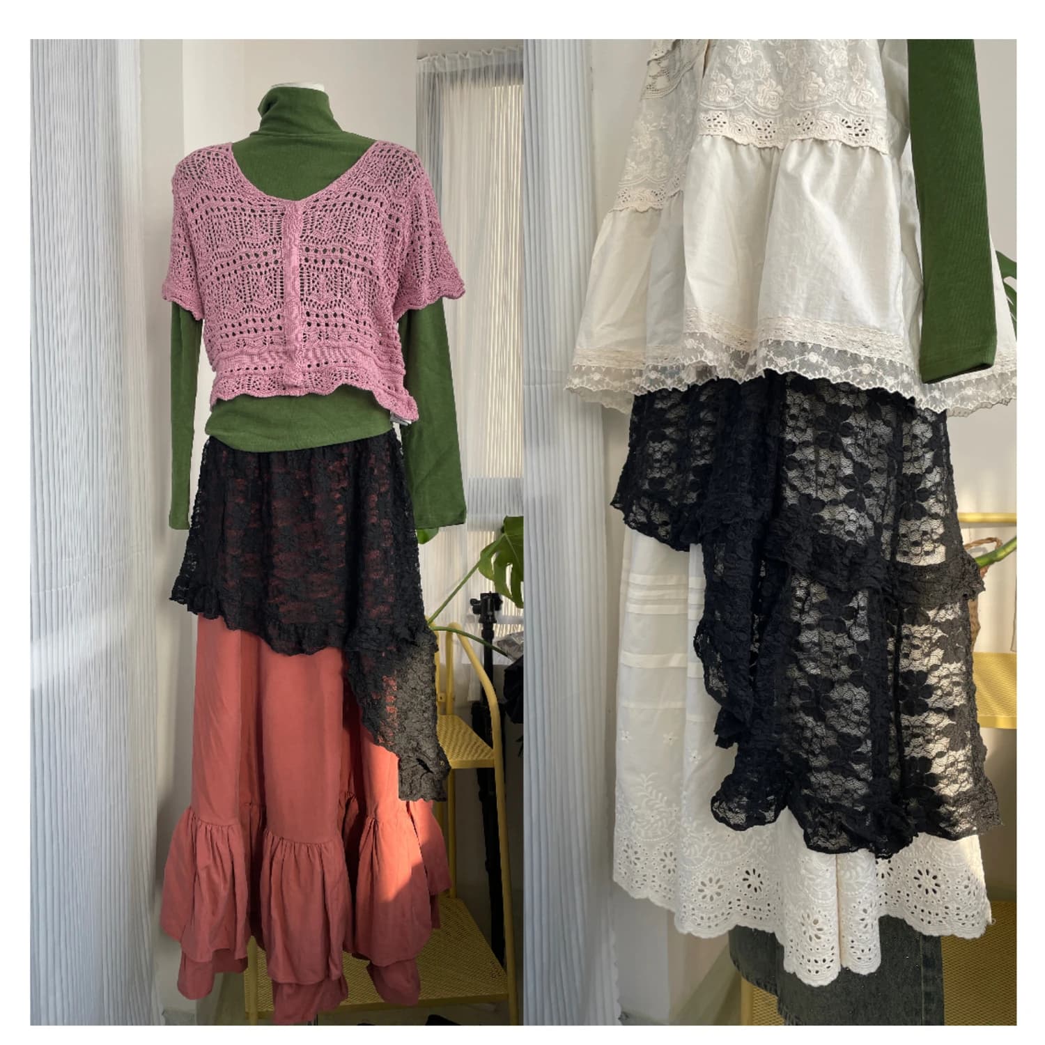 Gonna Asimmetrica in Pizzo Pure C Collaboration, Moda Donna Primavera-Estate, Design a Vita Media in Misto Poliestere