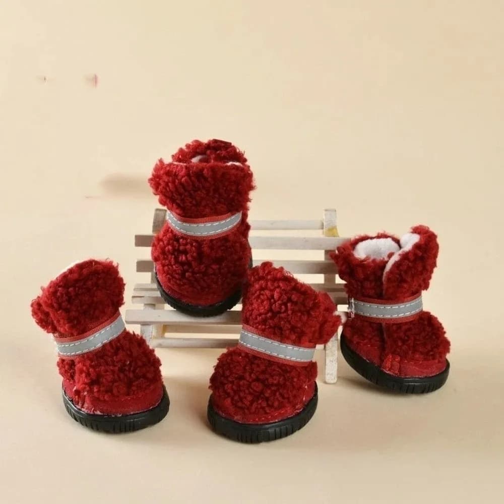 4 pezzi/set scarpe calde in cotone per cani antigraffio comode scarpe antiscivolo per cani stivali da neve per cani resistenti all'usura escursionismo