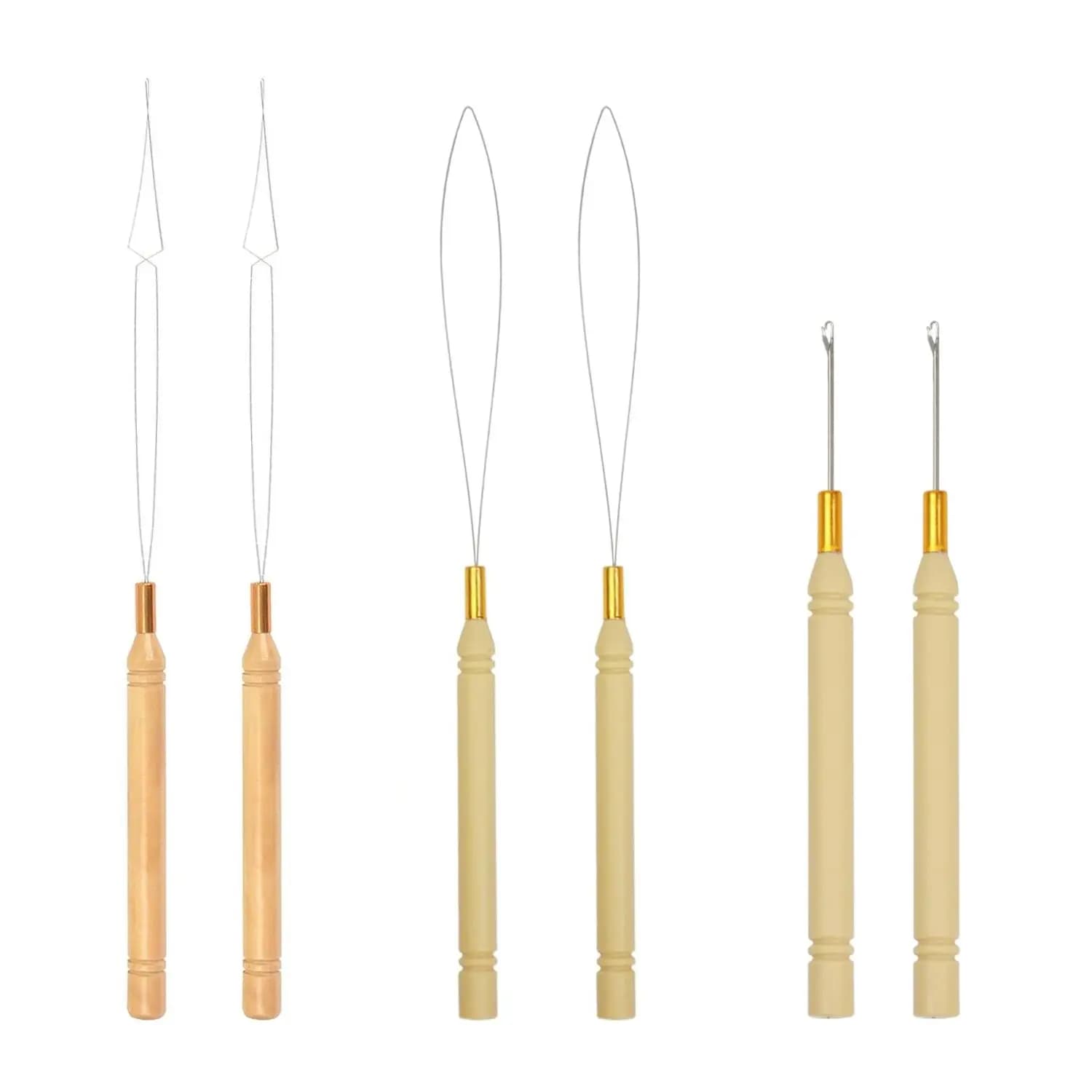 Set di 6 Uncinetti per Crochet, Aghi per Micro Anelli, Ago Infilatore per Dreadlock, Accessori per Extension Capelli