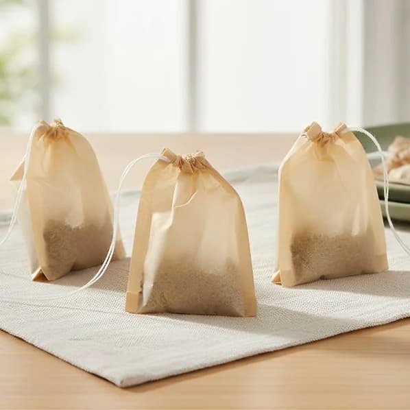 100Pcs/Set Natural Filter Paper Tea Bag Empty Drawstring Wood Pulp Teabags for Spice Coffee Herb Infuser