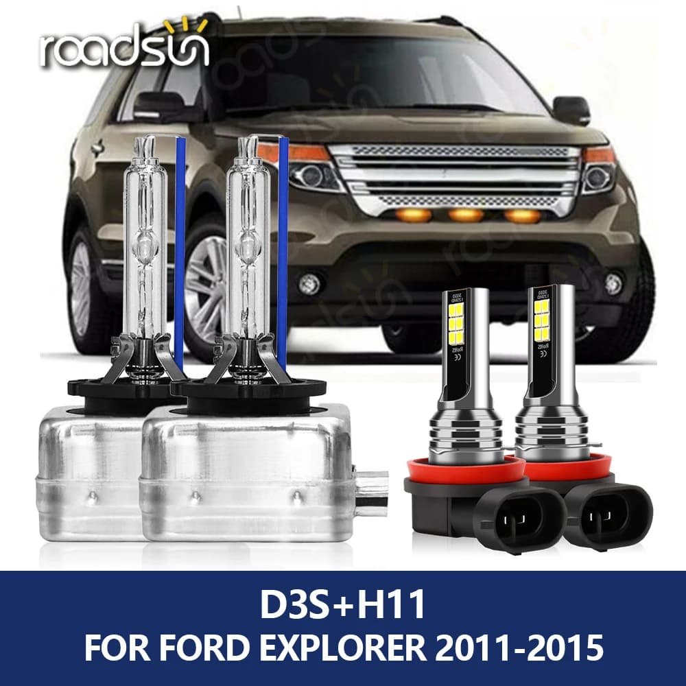 Roadsun D3S HID lampadina per auto fari allo xeno 35W 12V 6000K bianco H11 LED fendinebbia per Ford Explorer 2011 2012 2013 2014 2015
