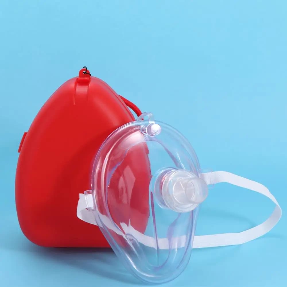 Reuseable CPR Breathing Mask One-way Valve Tools Breathing Mask Artificial Respiration Mask Red Professional Cpr Rescue