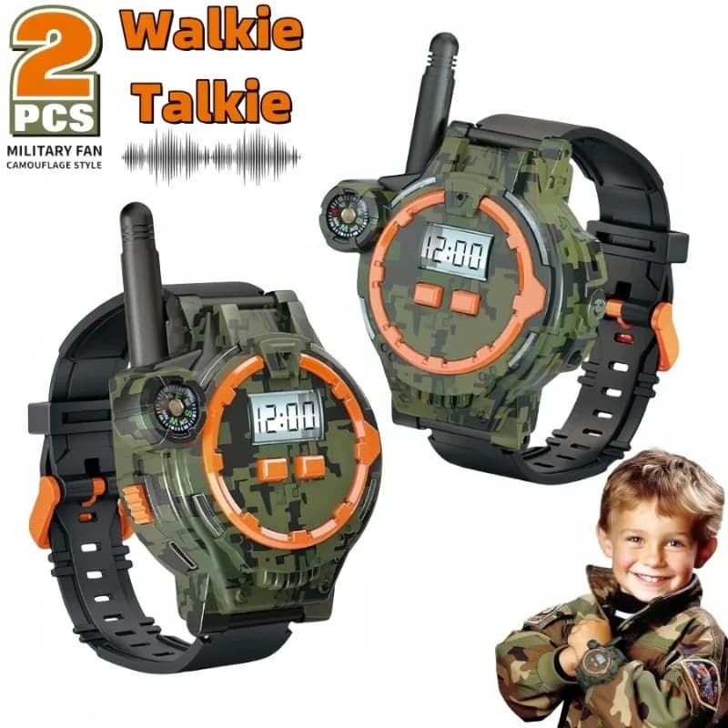 Walkie Talkie ricaricabili da 2 pezzi per bambini, Walky Talky radio bidirezionale con torcia e bussola, portata di trasmissione di 200 metri, fuori