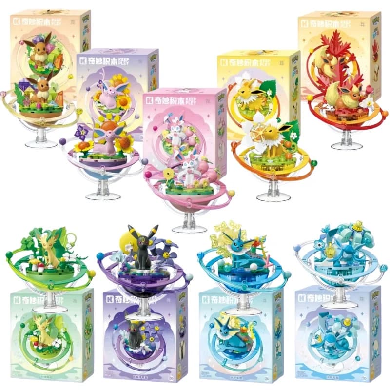 Keeppley Pokemon Eevee Family Evolution Building blocks Toys Sylveon Umbreon Leafeon Glaceon Regalo di compleanno per bambini Giocattolo per ragazza